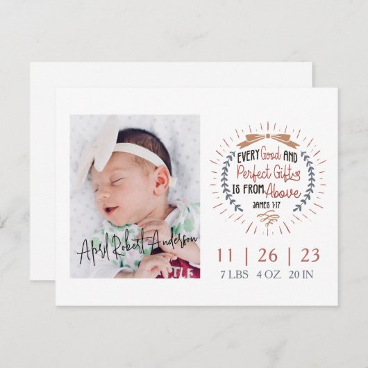 キリスト教宗教引用文写真誕生発表 案内状 (正面/裏面)