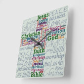 キリスト教宗教用語の十字架 スクエア壁時計 (傾斜)