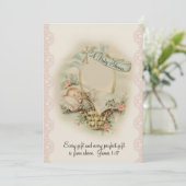 キリスト教宗教的ヴィンテージ赤ちゃんシャワー 招待状 (スタンド正面)