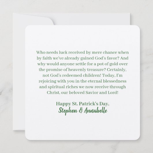 キリスト教宗教聖パトリックの格言フラットカード (裏面)