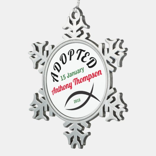 キリスト教家族に採用される! スノーフレークピューターオーナメント (右)