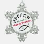 キリスト教家族に採用される! スノーフレークピューターオーナメント (正面)