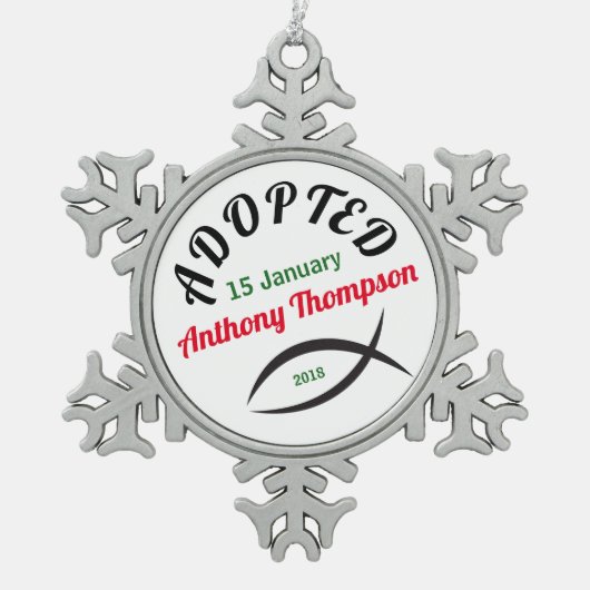 キリスト教家族に採用される! スノーフレークピューターオーナメント (正面)