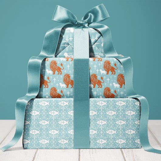 キリスト教少年の赤ちゃんシャワー宗教 ラッピングペーパーシート