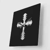 キリスト教崇拝チームのギタークロス スクエア壁時計 (傾斜)