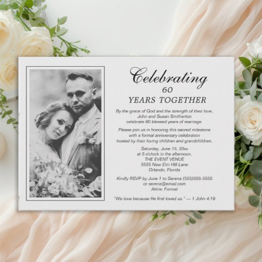 キリスト教式結婚60周年記念写真 招待状