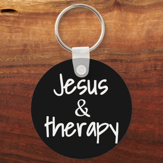 キリスト教徒のためのイエスとセラピークリスチャンのユーモア キーホルダー (正面)