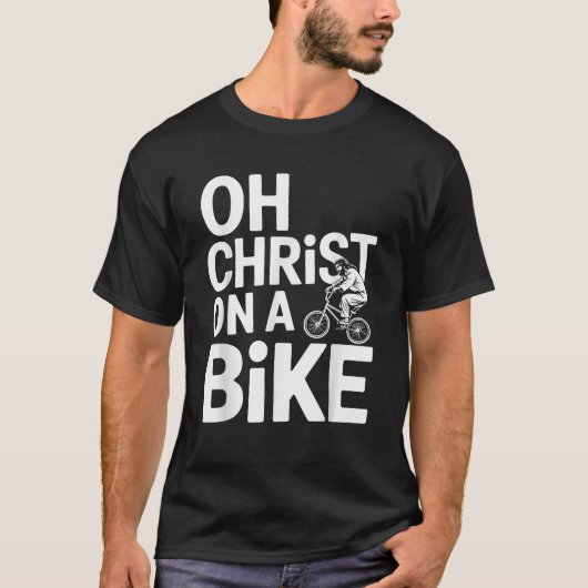 キリスト教徒のための楽しい自転車ジョークとイエスの名言 メンズ Tシャツ (正面)