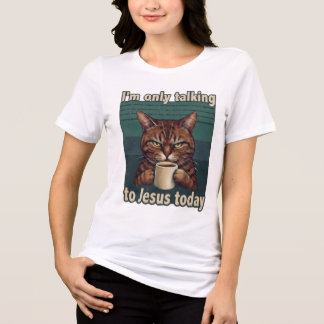 キリスト教徒の陽気な猫+カフェイン気分のグラフィックTシャツ トライブレンドTシャツ