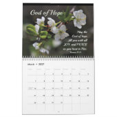 キリスト教徒を励ます聖書の詩と花 カレンダー (3月 2027)