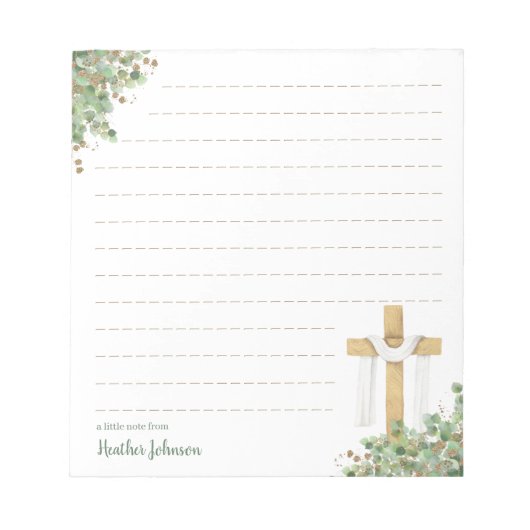 キリスト教復活祭パーソナライズされた十字架 ノートパッド (正面)