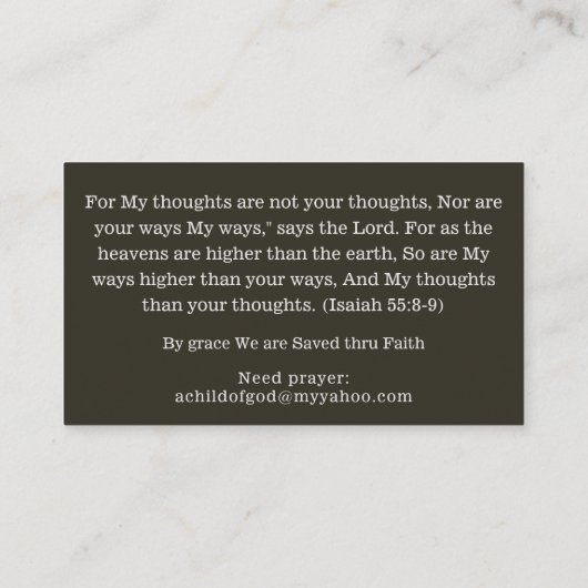 キリスト教感動的聖書宗教 名刺 (裏面)