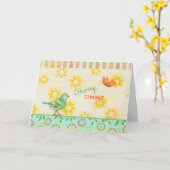 キリスト教感謝祭バードカード カード (黄色い花)