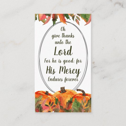 キリスト教感謝祭祈りの言葉オ与えオ感謝していー プレイスカード (正面)