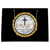 キリスト教抱き枕、パーソナライズされた金ゴールド、黒人 ラージペーパーバッグ (正面)