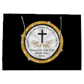 キリスト教抱き枕、パーソナライズされた金ゴールド、黒人 ラージペーパーバッグ (裏面)