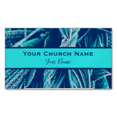 キリスト教教会の牧師モダンターコイズ自然 マグネット名刺 (正面)