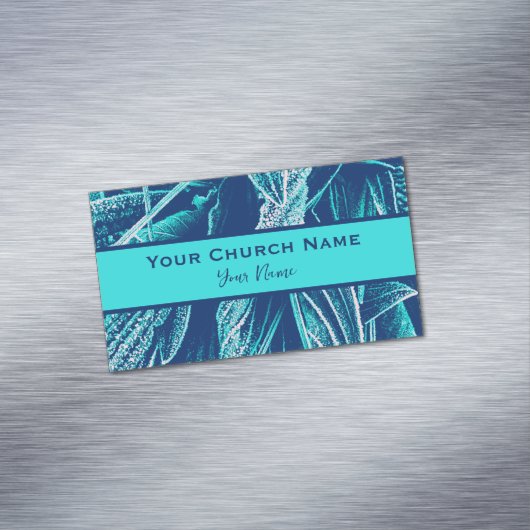 キリスト教教会の牧師モダンターコイズ自然 マグネット名刺 (インサイチュ)