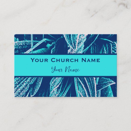 キリスト教教会の牧師モダンターコイズ自然 名刺 (正面)