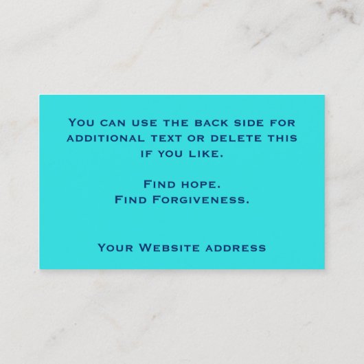 キリスト教教会の牧師モダンターコイズ自然 名刺 (裏面)