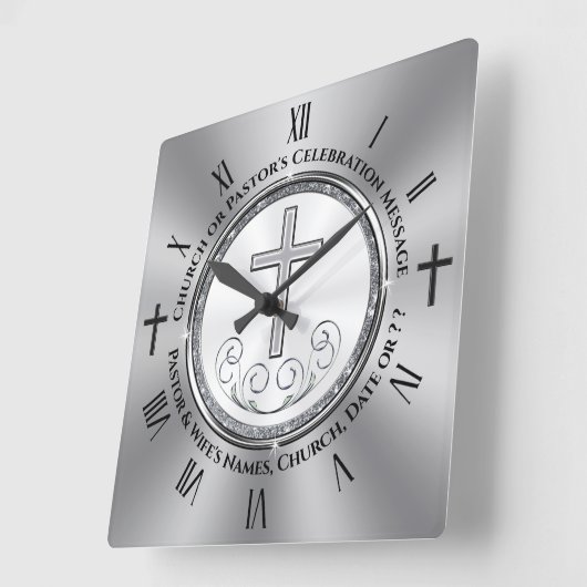 キリスト教教会または牧師の記念日の贈り物アイディア スクエア壁時計 (傾斜)