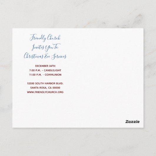 キリスト教教会クリスマスイブサービス ポストカード (裏面)