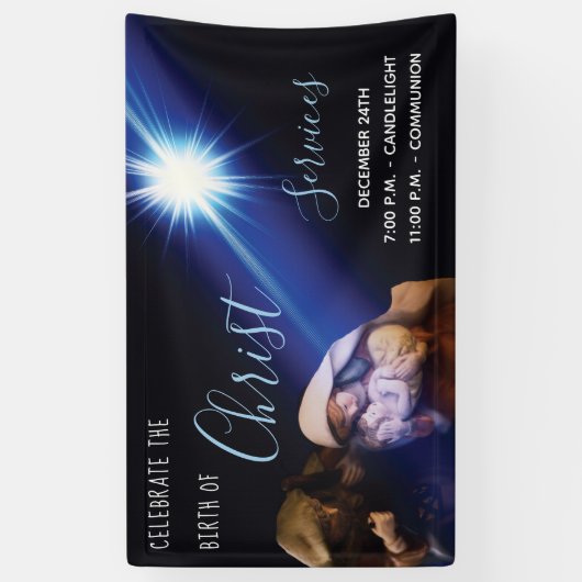 キリスト教教会クリスマスイブサービス 横断幕 (縦)