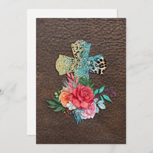 キリスト教教会クロス復活祭イエズバプテスト信者の愛 招待状 (正面/裏面)