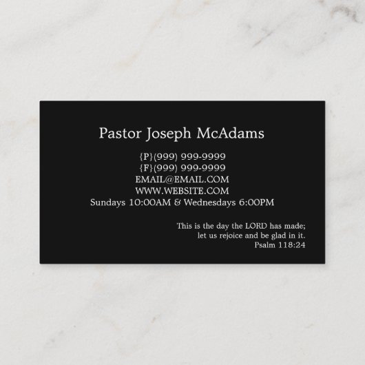 キリスト教教会牧師 名刺 (裏面)