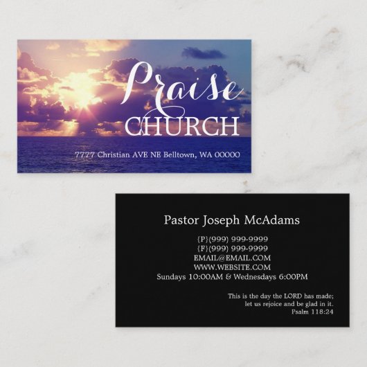 キリスト教教会牧師 名刺 (正面/裏面)