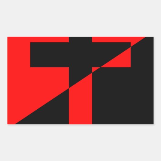 キリスト教無政府主義者キリスト教国旗 長方形シール (正面)