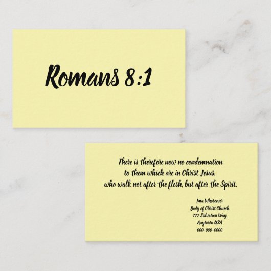 キリスト教生活聖句バイブル聖なる書物、 経典ローマ8:1 コーリングカード (正面/裏面)