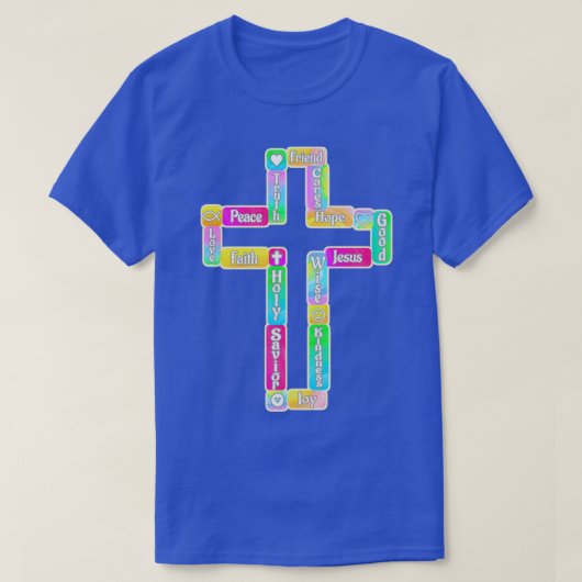 キリスト教用語を使った十字架 Tシャツ (デザイン正面)