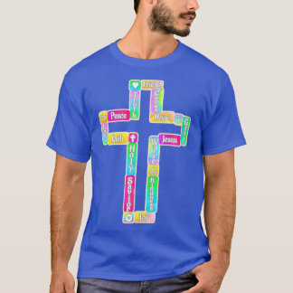 キリスト教用語を使った十字架 Tシャツ
