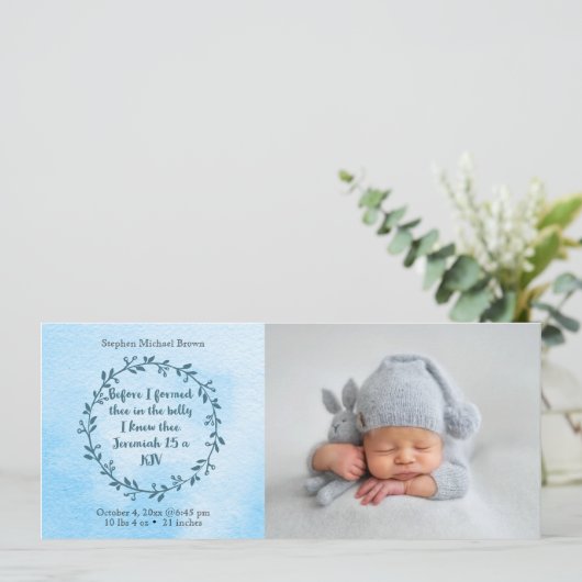 キリスト教男の赤ちゃん誕生発表 案内状 (スタンド正面)
