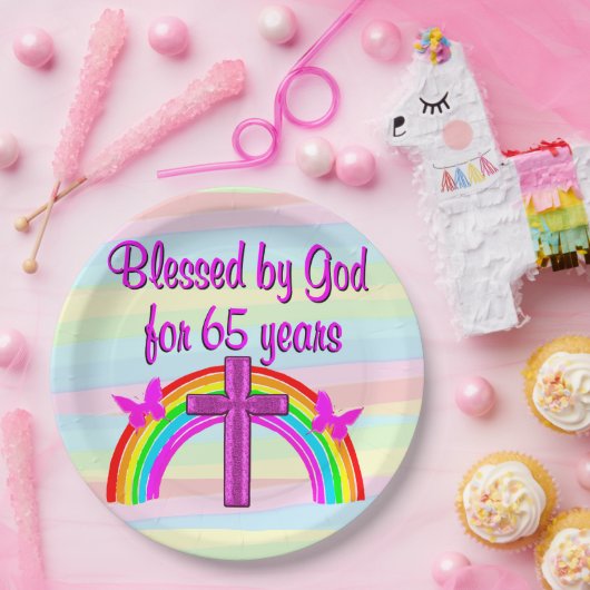 キリスト教第65回誕生日パーティー紙プレート ペーパープレート (パーティー)