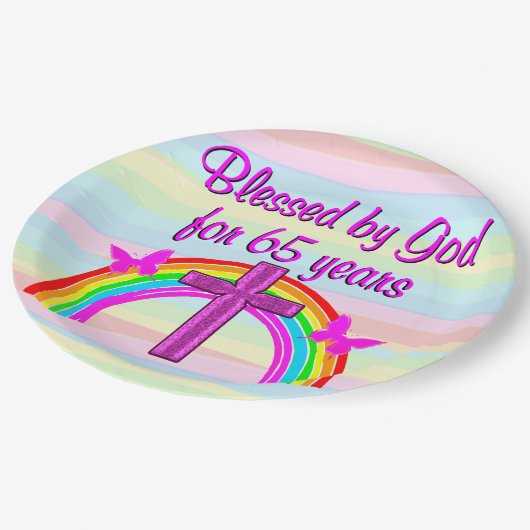 キリスト教第65回誕生日パーティー紙プレート ペーパープレート (アングル)