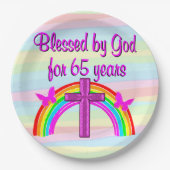 キリスト教第65回誕生日パーティー紙プレート ペーパープレート (正面)