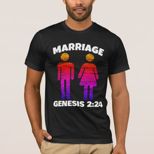 キリスト教結婚の創世記2:24 Tシャツ (正面)