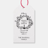 キリスト教聖句の平和オン・アース・ハンド・ドローリース ギフトタグ (正面)