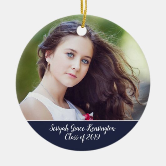 キリスト教聖句タイポグラフィ卒業写真 セラミックオーナメント (正面)