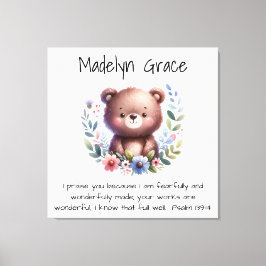 キリスト教聖書の一節を使ったカスタムベビー・ナーサリー壁 キャンバスプリント