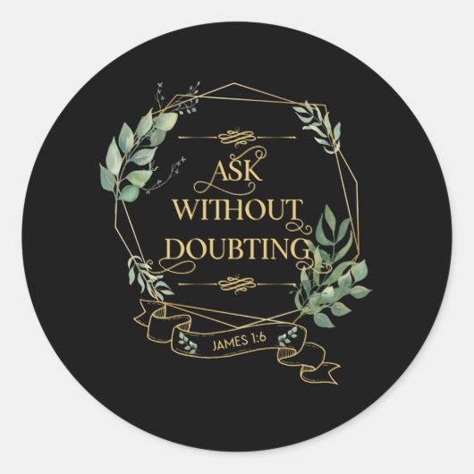 キリスト教聖書の聖句ユーカリ葉ス ラウンドシール (正面)