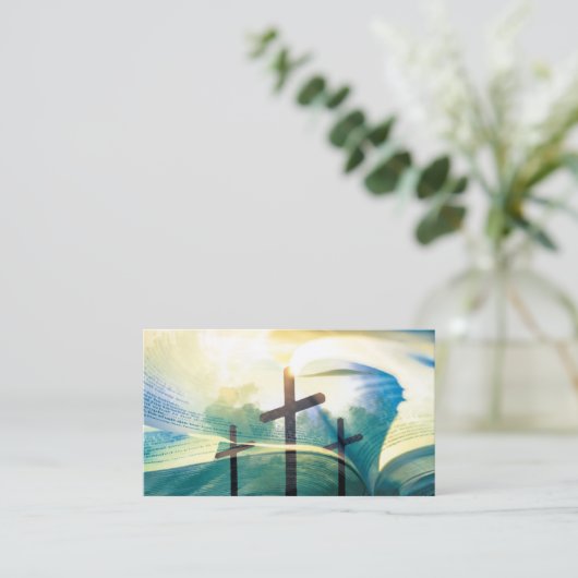 キリスト教聖書クロスQRコード宗教教会 名刺 (スタンド正面)