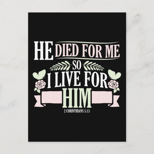 キリスト教聖書第2コリント5:15 シーズンポストカード (正面)