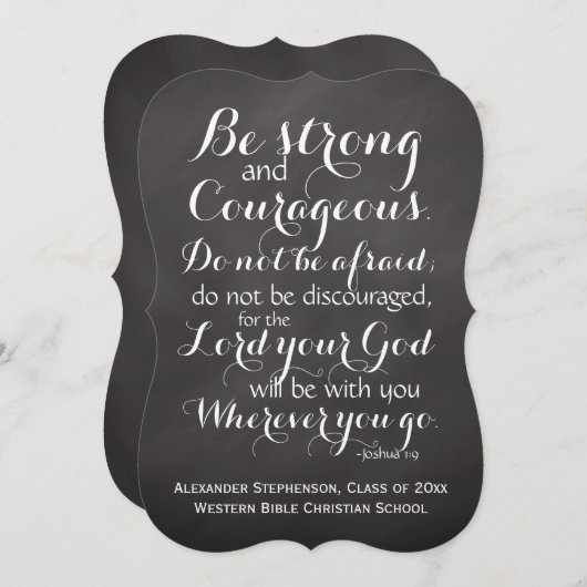 キリスト教聖書聖なる書物、 経典聖句カスタム卒業 案内状 (正面/裏面)