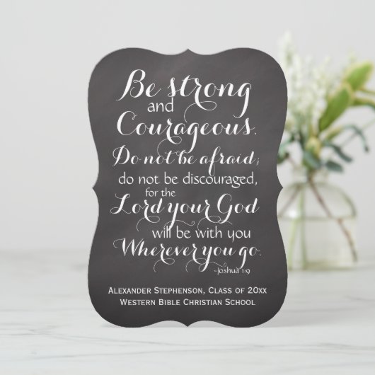 キリスト教聖書聖なる書物、 経典聖句カスタム卒業 案内状 (スタンド正面)