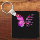 キリスト教聖書聖句の箴言31 25蝶She キーホルダー (正面)