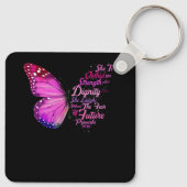 キリスト教聖書聖句の箴言31 25蝶She キーホルダー (裏面)