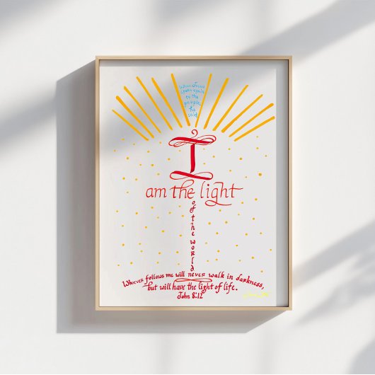 キリスト教聖書聖句イエス・ヨハネ8 12 ポスター